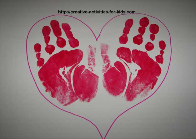 Valentine's Handprint. Supplies: red or pink tempera paint
